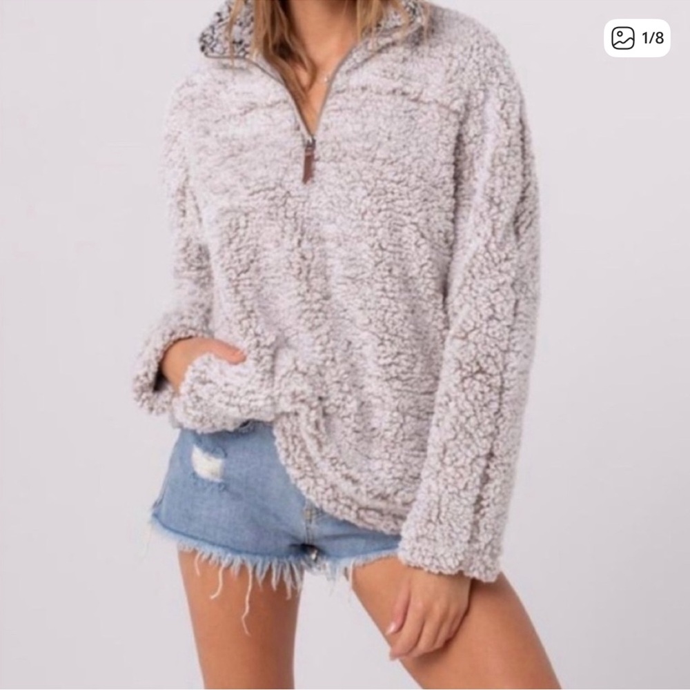 Nordstrom Thread & Supply Sherpa pullover quarter zip sweater size large